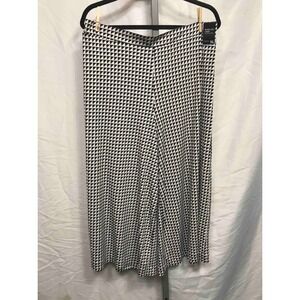 NEW YORK & COMPANY Stretch Wide Leg Crop Pants Black White Geometric Print XL